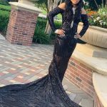 Rockstar Obsidian Depth Sequin Lace Evening Gown