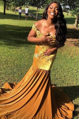 Velvet Mermaid Magik Gold After 5 Gown